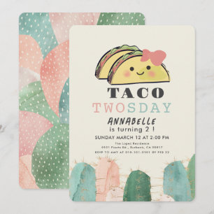 Taco Twosday Dienstag Kawaii Girl 2. Geburtstag Einladung