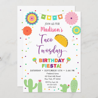 Taco Twosday Fiesta Cactus Birthday Einladung