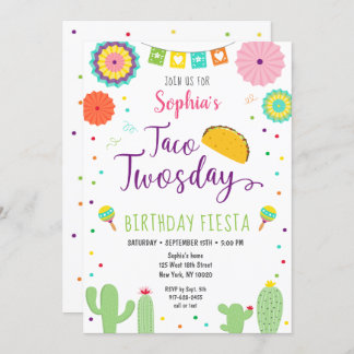 Taco Twosday Fiesta Cactus Birthday Einladung