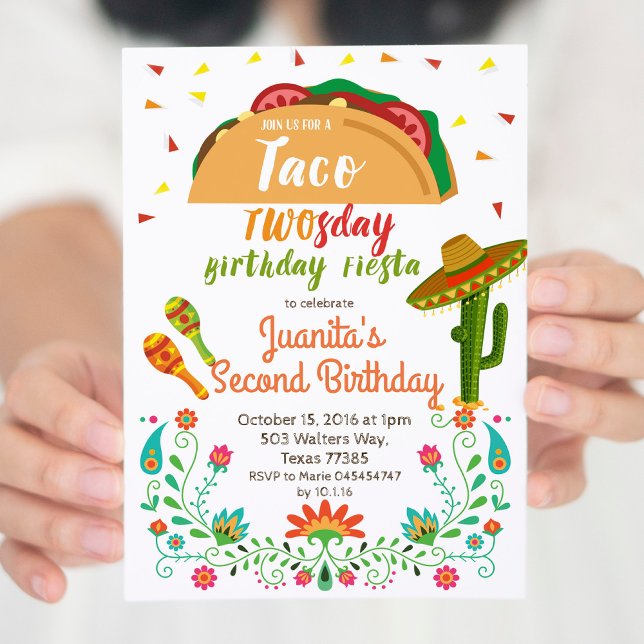 Taco TWOStag 2. Geburtstag Party Fiesta Card Einladung (Von Creator hochgeladen)