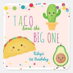 Taco über das große - Fiesta Thema Geburtstag Quadratischer Aufkleber