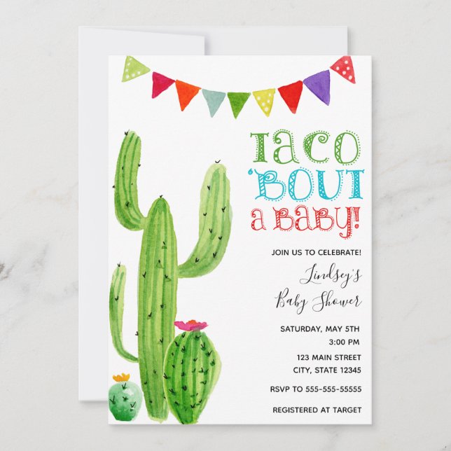 Taco über ein Baby! Einladung zum Geburtstag (Vorderseite)
