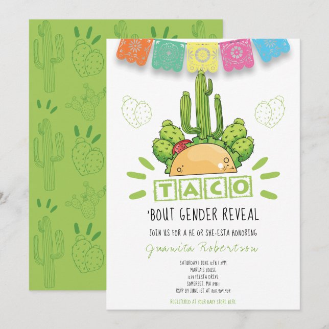 Taco 'über ein Geschlecht offenbaren Fiesta er ode Einladung (Vorne/Hinten)