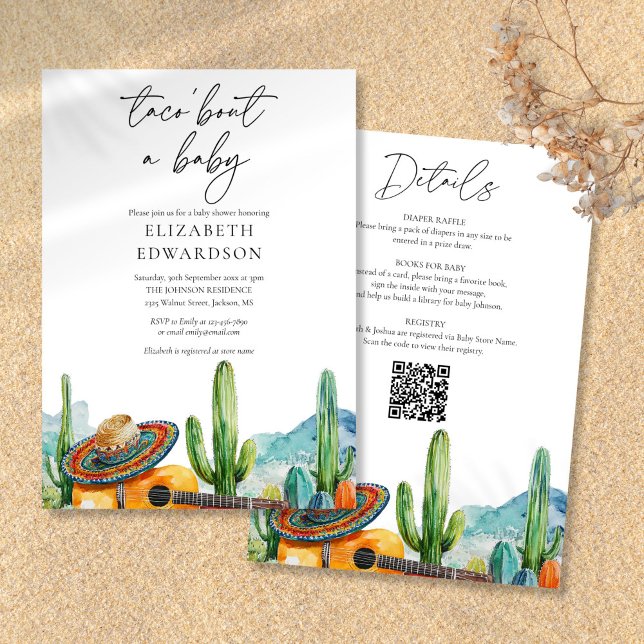 Taco über eine Babyfiesta in einer Babydusche Einladung (Taco Bout A Baby Fiesta All In One Baby Shower Invitation)