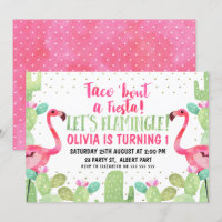 Taco 'über eine Fiesta Flamingos Geburtstagseinlad