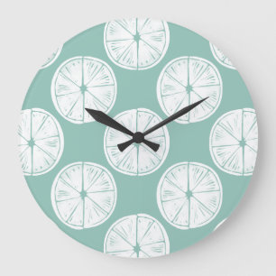 Taco über Liebe   Aquamarines Limones Muster Große Wanduhr