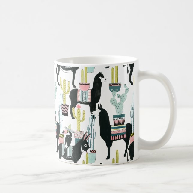 Taco über Liebe | Lama- und Donkey-Muster Kaffeetasse (Rechts)