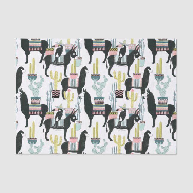 Taco über Liebe | Lama- und Donkey-Muster Seidenpapier (Vorderseite)