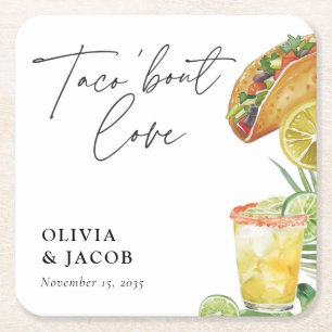 Taco über Liebe Mexikanische Couples Shower Rechteckiger Pappuntersetzer