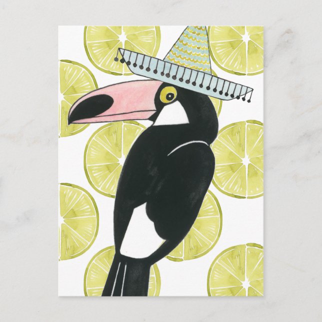 Taco über Liebe | Toucan Sombrero Postkarte (Vorderseite)