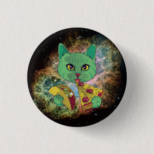 Taco und Pizza Cosmic Space Cat Button