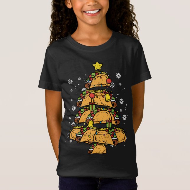 Taco Weihnachtsbaum Xmas Pajamas PJs Mexican Food T-Shirt (Vorderseite)