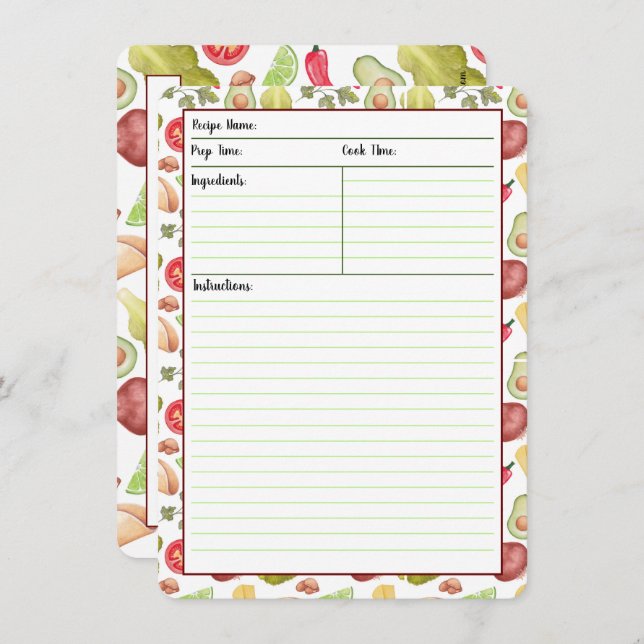 Taco-Zeit-Rezept-Karten Einladung (Vorne/Hinten)