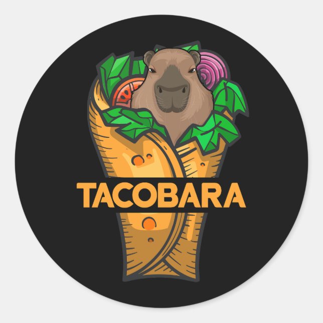 Tacobara Funny Capybara Kawaii Meme Tacos mexikani Runder Aufkleber (Vorderseite)