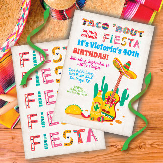 Taco'bout Birthday Fiesta Party Einladungen