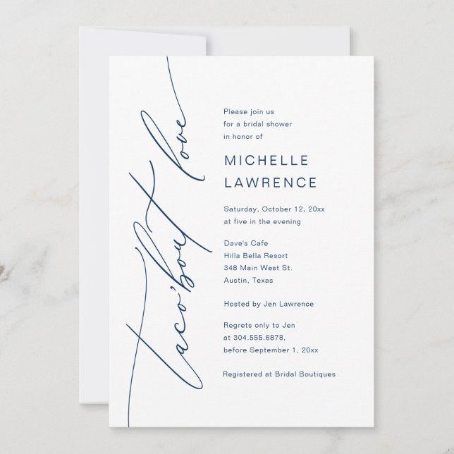 Taco'bout Liebe, Brautparty Party Celebration Einladung (Vorderseite)