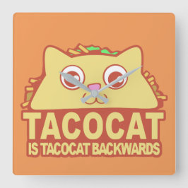 Tacocat Backwards II Quadratische Wanduhr