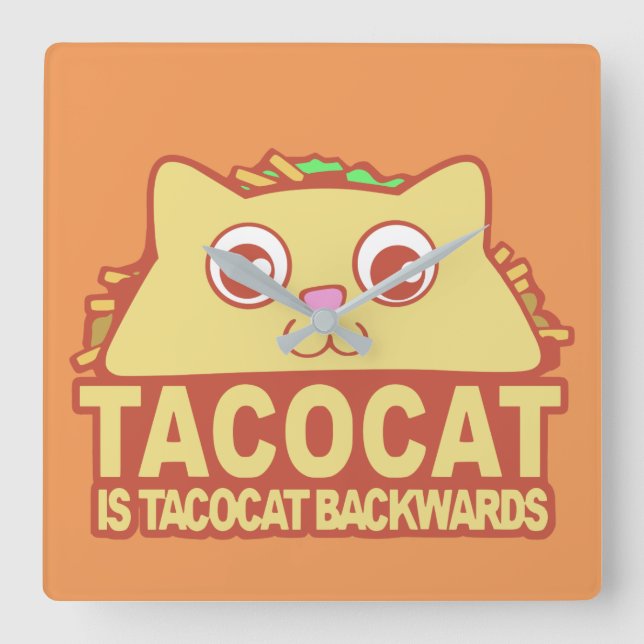 Tacocat Backwards II Quadratische Wanduhr (Vorderseite)