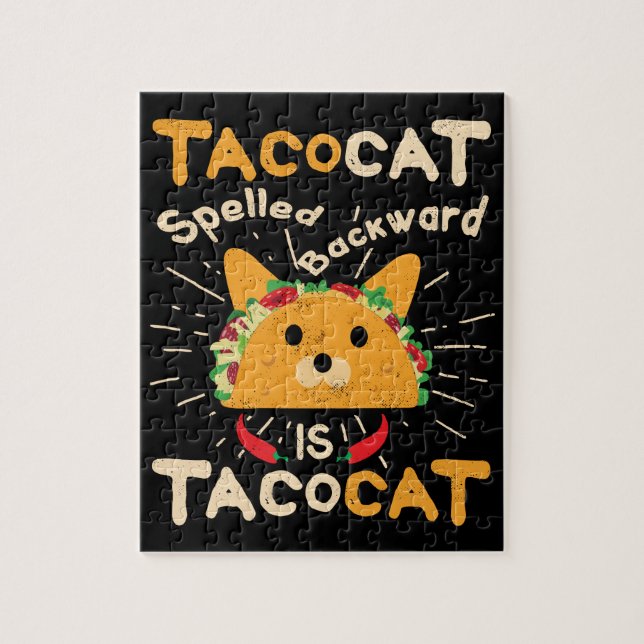 Tacocat buchstabierte rückwärts Taco Cinco Des Puzzle (Vertikal)