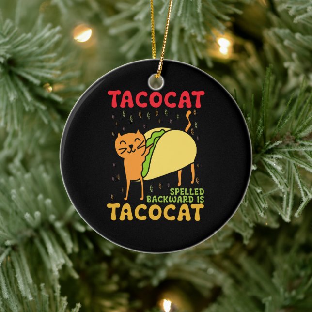 Tacocat hat sich zurückgeschlagen Tacos Cats Cinco Keramik Ornament (Baum)