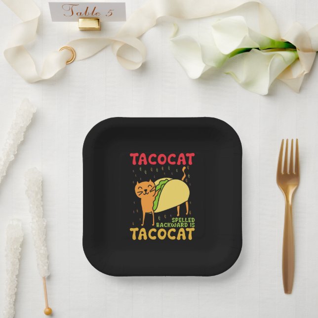 Tacocat hat sich zurückgeschlagen Tacos Cats Cinco Pappteller (Hochzeit)