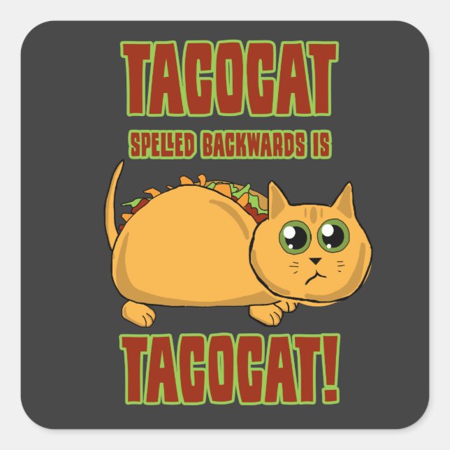 Tacocat rückwärts geschrieben ist ... quadratischer aufkleber (Vorderseite)
