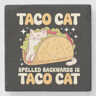 Tacocat rückwärts geschrieben Taco Cat Mexikanisch Steinuntersetzer