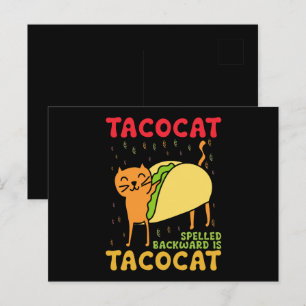 Tacocat Rückwärts geschrieben Tacos Katzen Cinco D Postkarte