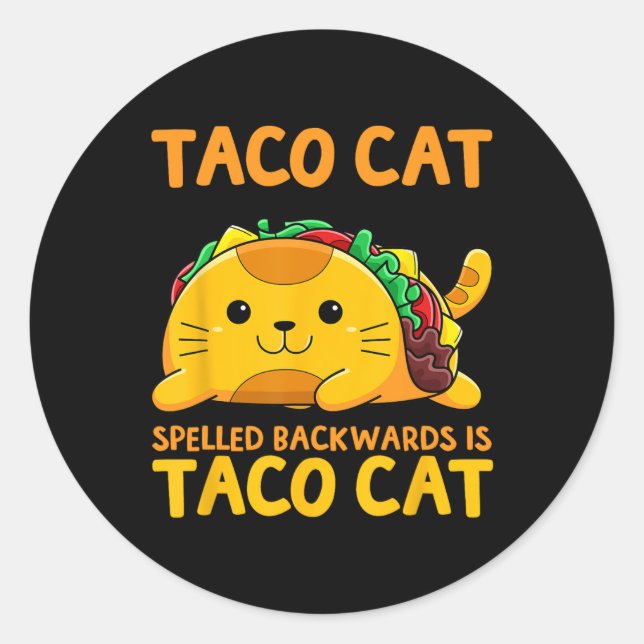 Tacocat-Shirt rückwärts geschrieben Taco Cat Cinco Runder Aufkleber (Vorderseite)