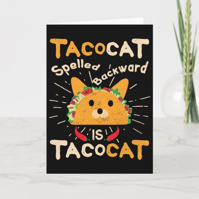 Tacocat Spelled Backwards Cinco de Mayo Cat Taco Karte (Vorderseite)
