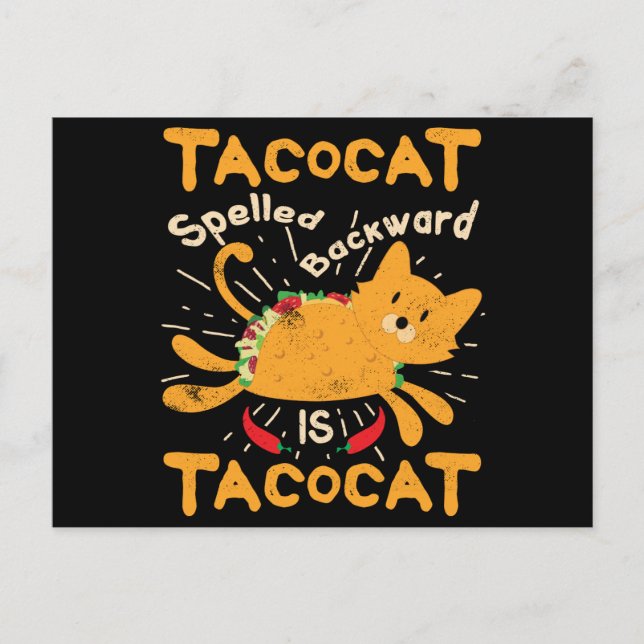 Tacocat Spelled Backwards Cinco de Mayo Cat Taco Postkarte (Vorderseite)