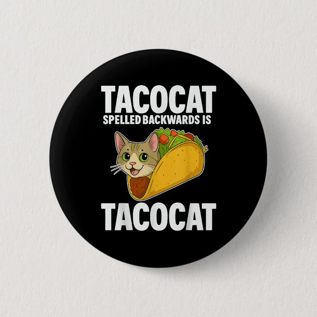 Tacocat Spelling Backed Funny Cat Geschenke Männer Button (Vorderseite)