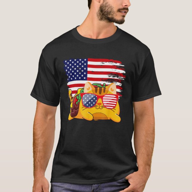 Tacocat Sunglasses American Flag  4th Of July USA  T-Shirt (Vorderseite)