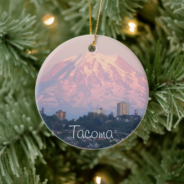 Tacoma und Rainier Holiday Keramik Ornament (Baum)