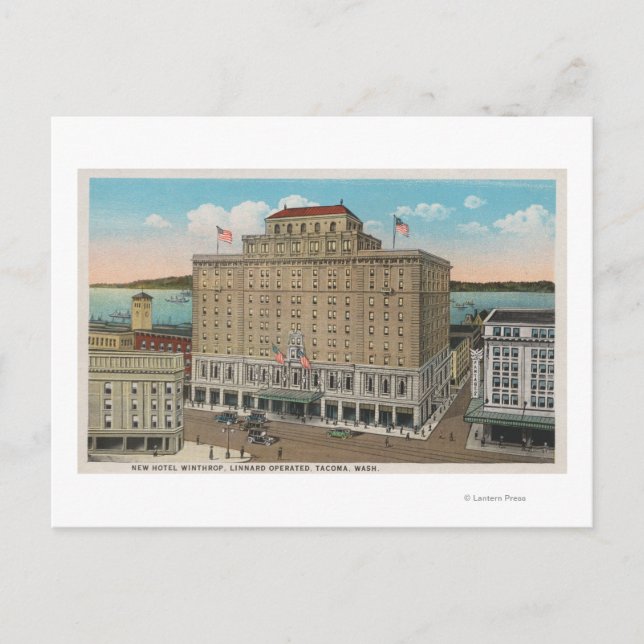 Tacoma, WA - Aussicht auf das Hotel Winthrop Postkarte (Vorderseite)