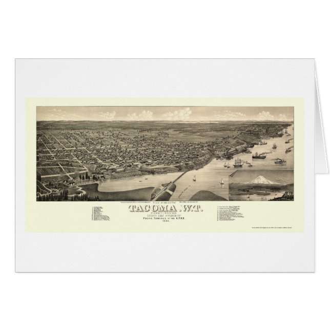 Tacoma, WA panoramische Karte - 1884 (Vorderseite (Horizontal))