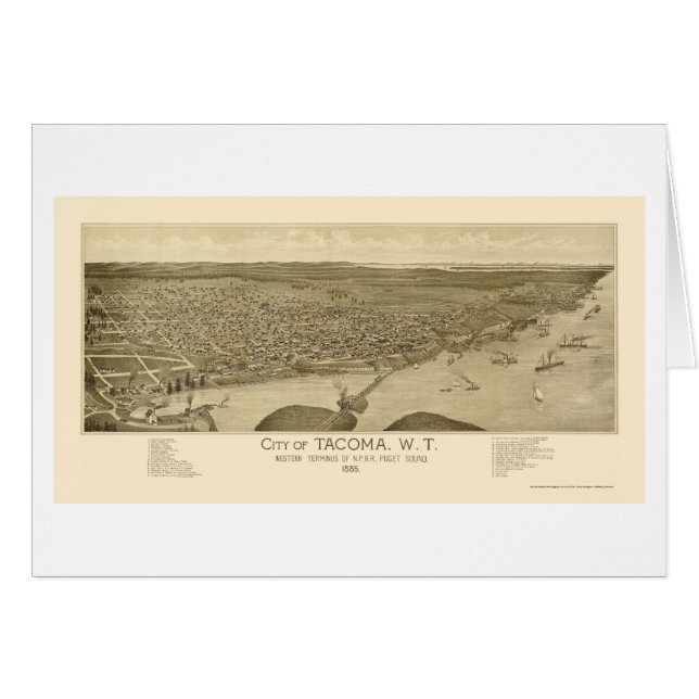 Tacoma, WA panoramische Karte - 1885 (Vorderseite (Horizontal))