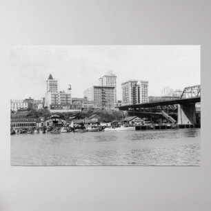 Tacoma, WA - Skyline View Downtown Poster