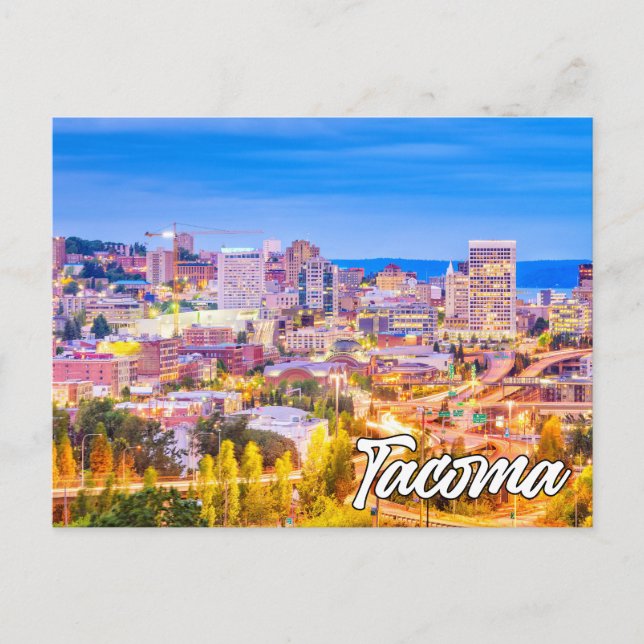 Tacoma, Washington, bei Sunset Postkarte (Vorderseite)