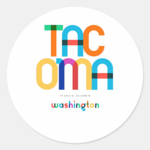 Tacoma Washington Mitte des Jahrhunderts, Pop Art, Runder Aufkleber