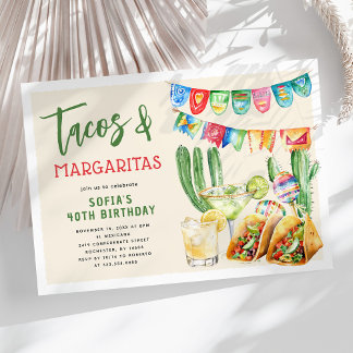 Tacos and Margaritas Mexican Adult Birthday Einladung