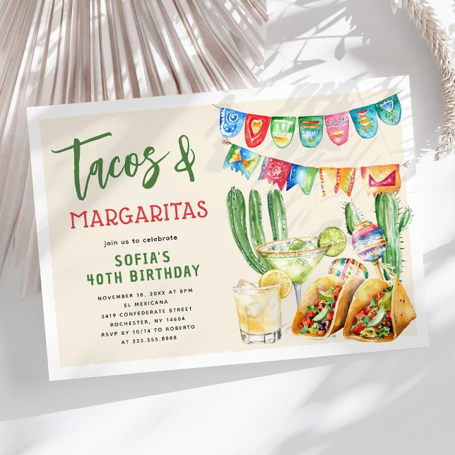 Tacos and Margaritas Mexican Adult Birthday Einladung (Von Creator hochgeladen)
