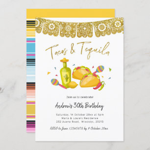 Tacos and Tequila Fiesta Birthday Invitation Einladung