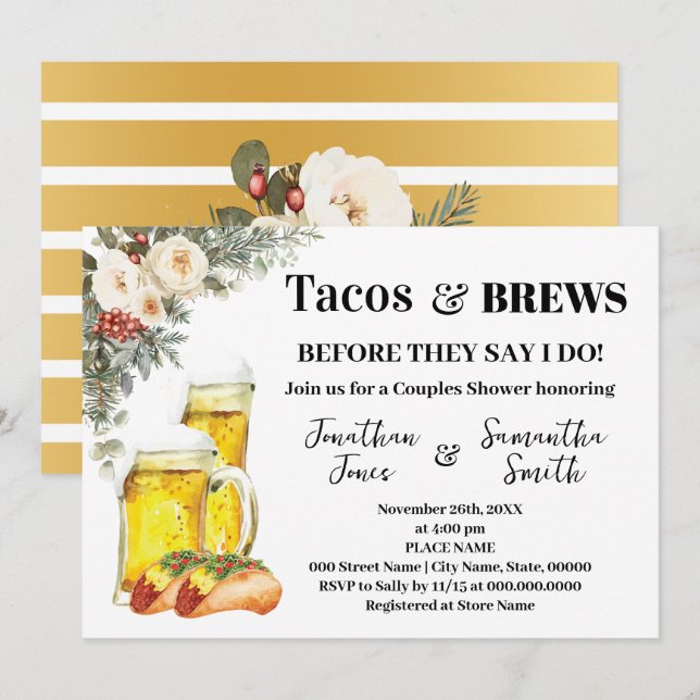 Tacos & Brews Before I Do Winter Dusche Einladung (Vorne/Hinten)