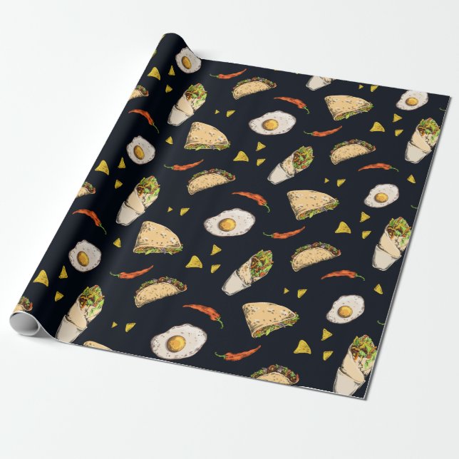 Tacos Burrito Nachos Mexican Food Geschenk Niedlic Geschenkpapier (Ungerollt)