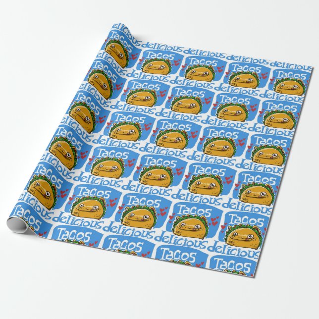 Tacos-Cartoon-Stil lustige Illustration Geschenkpapier (Ungerollt)