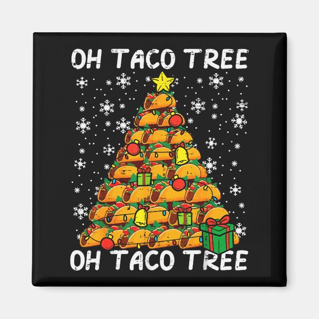 Tacos Christmas Tree Funny Xmas Foodie Mexican Men Magnet (Vorne)