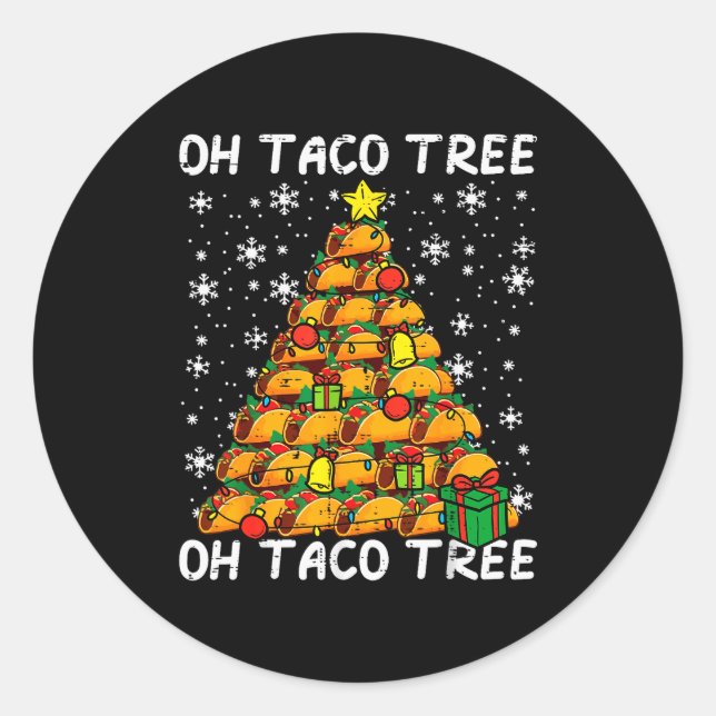 Tacos Christmas Tree Funny Xmas Foodie Mexican Men Runder Aufkleber (Vorderseite)