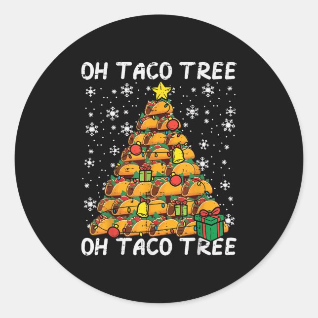 Tacos Christmas Tree Funny Xmas Foodie Mexican Men Runder Aufkleber (Vorderseite)