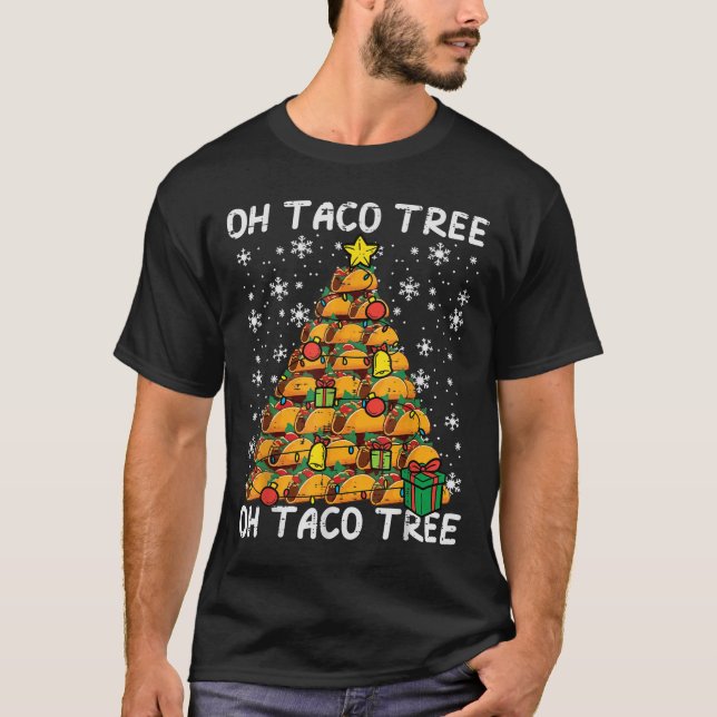 Tacos Christmas Tree Funny Xmas Foodie Mexican Men T-Shirt (Vorderseite)